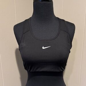 B36 Nike Women’s Large Black Sports Bra with White Swoosh Racerback